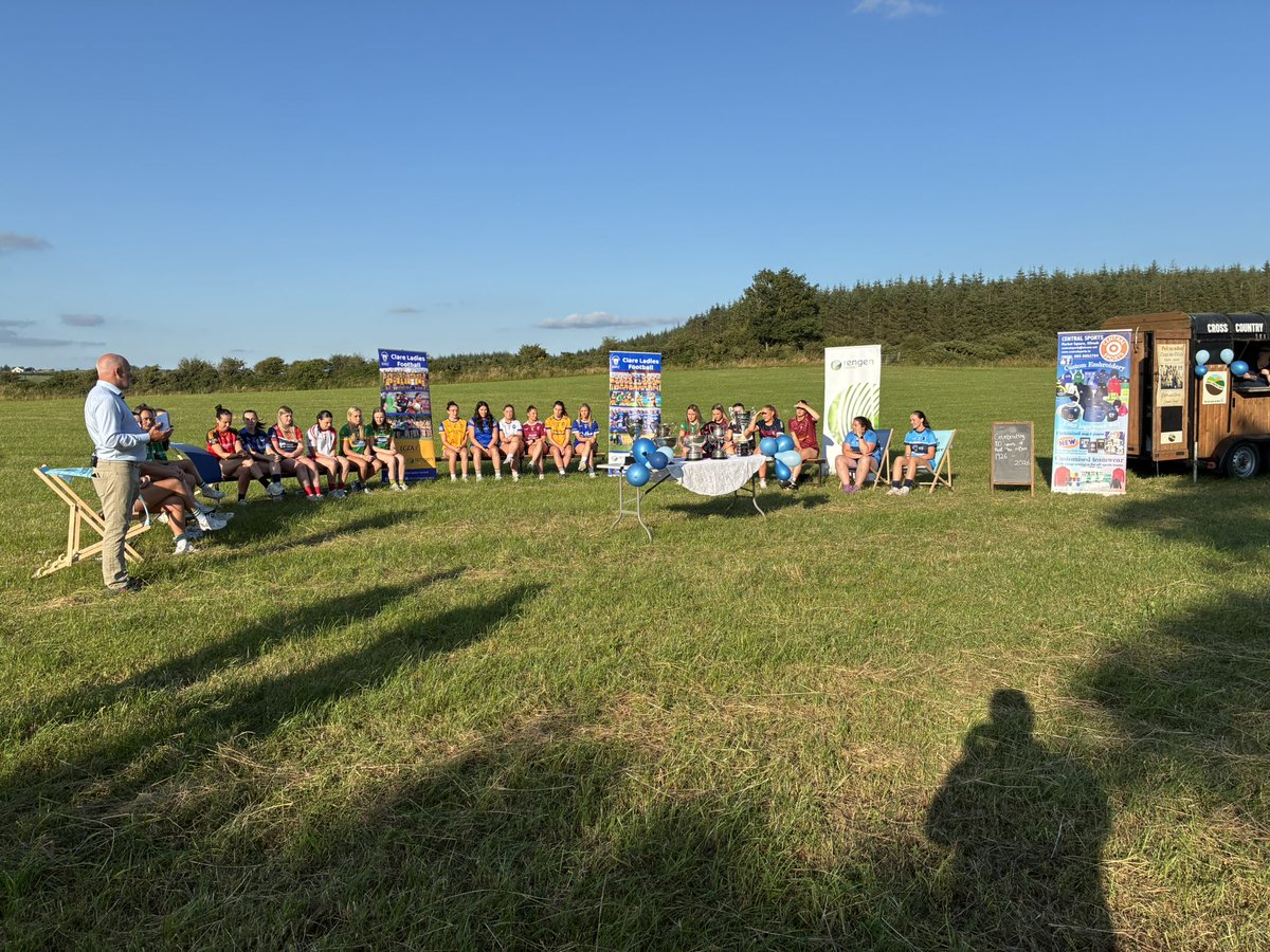 ClareFM's tweet photo. Fantastic event this evening at the West Clare Sports &amp; Fitness Track in Clonreddan, Cooraclare to launch the 2026 Clare LGFA club championships. 

The field on which the launch was held played host to the first reported game of ladies football in the county 100 years ago https://t.co/FkDVJSW9L3