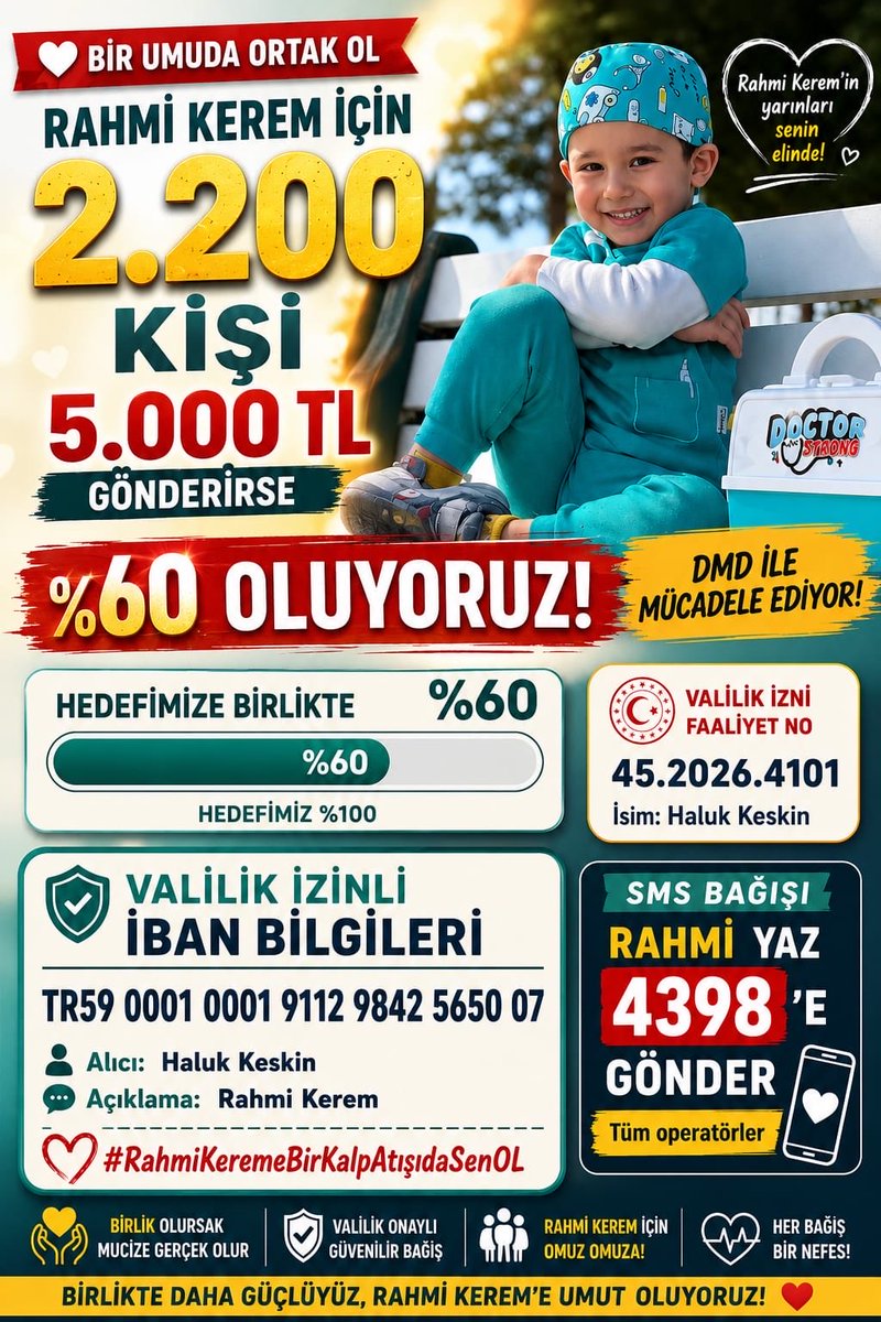 KeskinAtifet's tweet photo. Rahmi Kerem sizlerin destekleri sayesinde %60 olacak destekleriniz çok kıymetli lütfen yavrumuzu yanlız bırakmayalım.Babası Bursa şehir hastanesinde onkoloji ihtisası yapıyor.Rahmi Keremin ellerinden tutun yanlız bırakmayın lütfen https://t.co/KTtx2szBmu