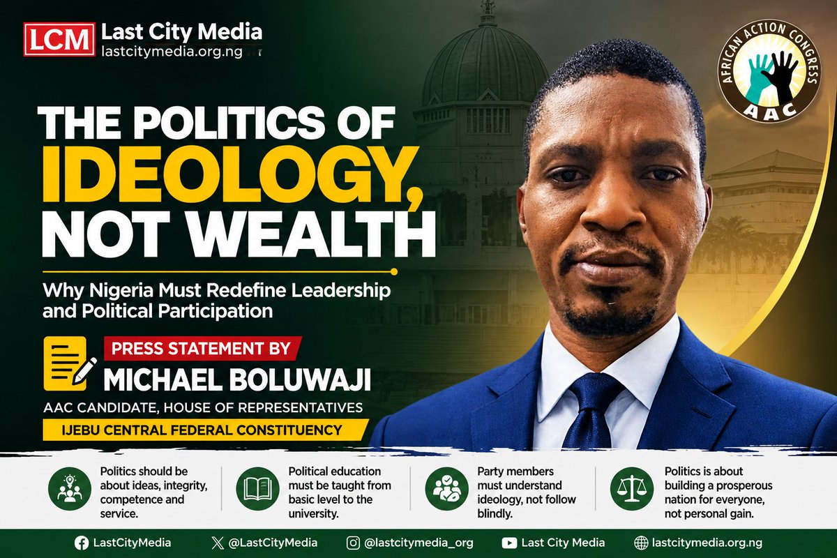 LastCityMedia's tweet photo. POLITICS OF IDEOLOGY, NOT WEALTH: AAC CANDIDATE CALLS FOR VA-BASED LEADERSHIP IN NIGERIA

https://t.co/JFOIVp8r6X https://t.co/zFrLBqa8Rr