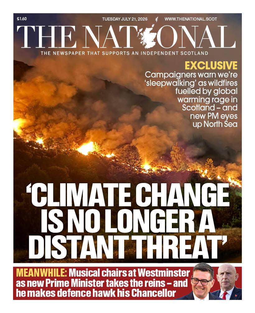ScotNational's tweet photo. Tomorrow's front page 📰

Climate change is no longer a distant threat https://t.co/LKrkDLY05P