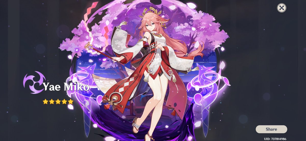 JullWild's tweet photo. Yae Miko, one of the characters I said I would never wish for (even though I don't mind the design, I really don't like her as a character). Earned through Lightrace Wish when I was trying to pull Wriothesley. Such a shame it wasn't anyone else, day ruined... https://t.co/3G3bsghurj