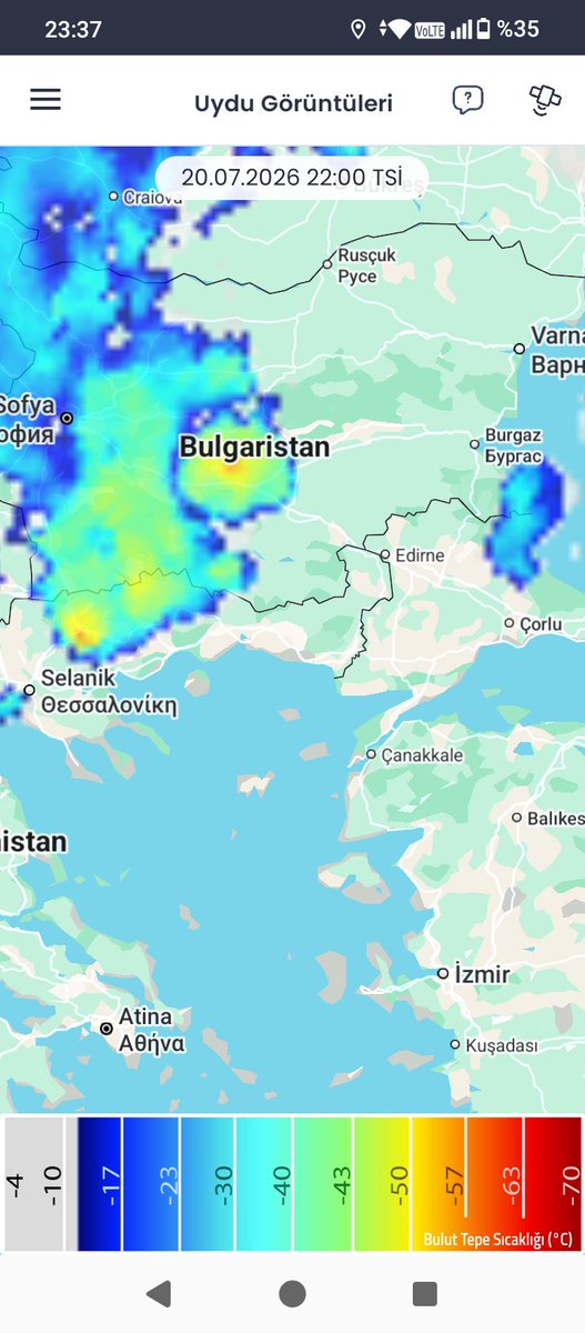 SCM_marmara77's tweet photo. Edirneye yaklaşan bir yağış var...istanbul radarında'da gözüktüğü gibi"kuvvetli yağmur" hadissesinde bazı yağış noktaları var...uydu görüntülerinde ise tepe sıcaklığı -57°C olan bir bulut görüyoruz...muhtemelen bir kümülonimbus bulutu olabilir... https://t.co/VkV66wHp9F