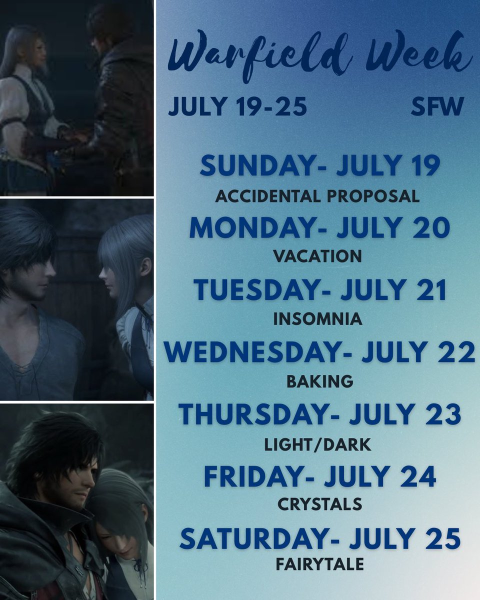 WarfieldWeek's tweet photo. HAPPY WARFIELD WEEK #cliji fans #ffxvi https://t.co/hKkRmEjIax