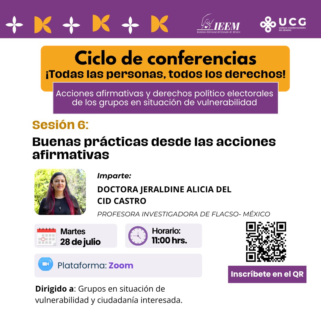 IEEM_MX's tweet photo. Regístrate en: https://t.co/Eewx3Q8V3c y no te pierdas la sesión 6, que será impartida por la Doctora Jeraldine Alicia del Cid Castro, Profesora Investigadora de @FlacsoMx. https://t.co/H3sX99b5cz