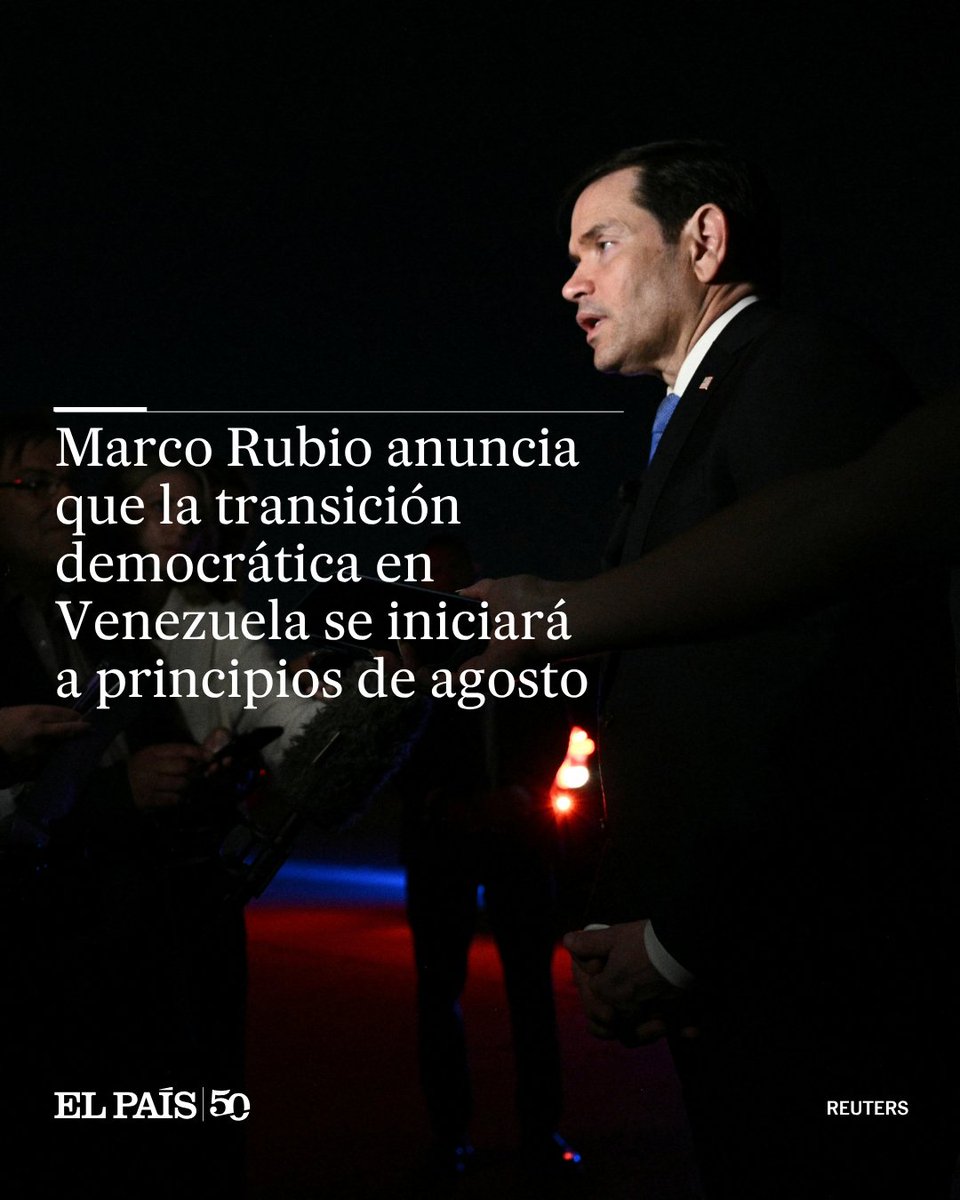 elpais_america's tweet photo. Washington mantiene un control especial sobre Venezuela desde que capturó a Nicolás Maduro. El secretario de Estado, Marco Rubio, ha anunciado que a principios de agosto comenzarán los procesos para la transición democrática en ese país https://t.co/WCe7jdyQB6 https://t.co/8Eg7bfPcC5