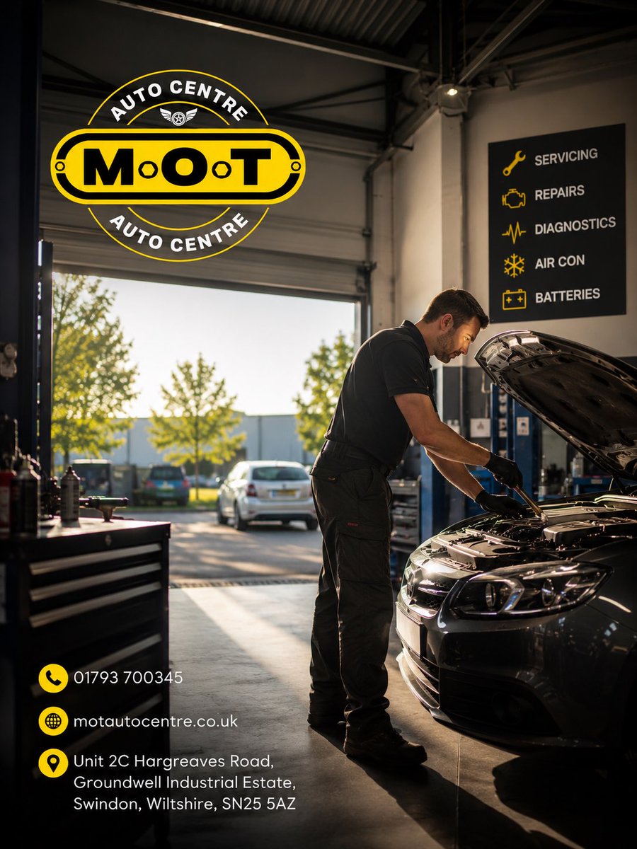 MOT_Auto_Centre's tweet photo. MOT specialists for the Swindon area. Call us on 01793 700345 or visit us at: Unit 2C Hargreaves Road, Groundwell Industrial Estate, Swindon, Wiltshire, SN25 5AZ
Book online at:
https://t.co/iHbalWPfUB
#swindon #swindonbusiness #familybusiness #swindonMOT #sameday https://t.co/BX3O9UtnUd