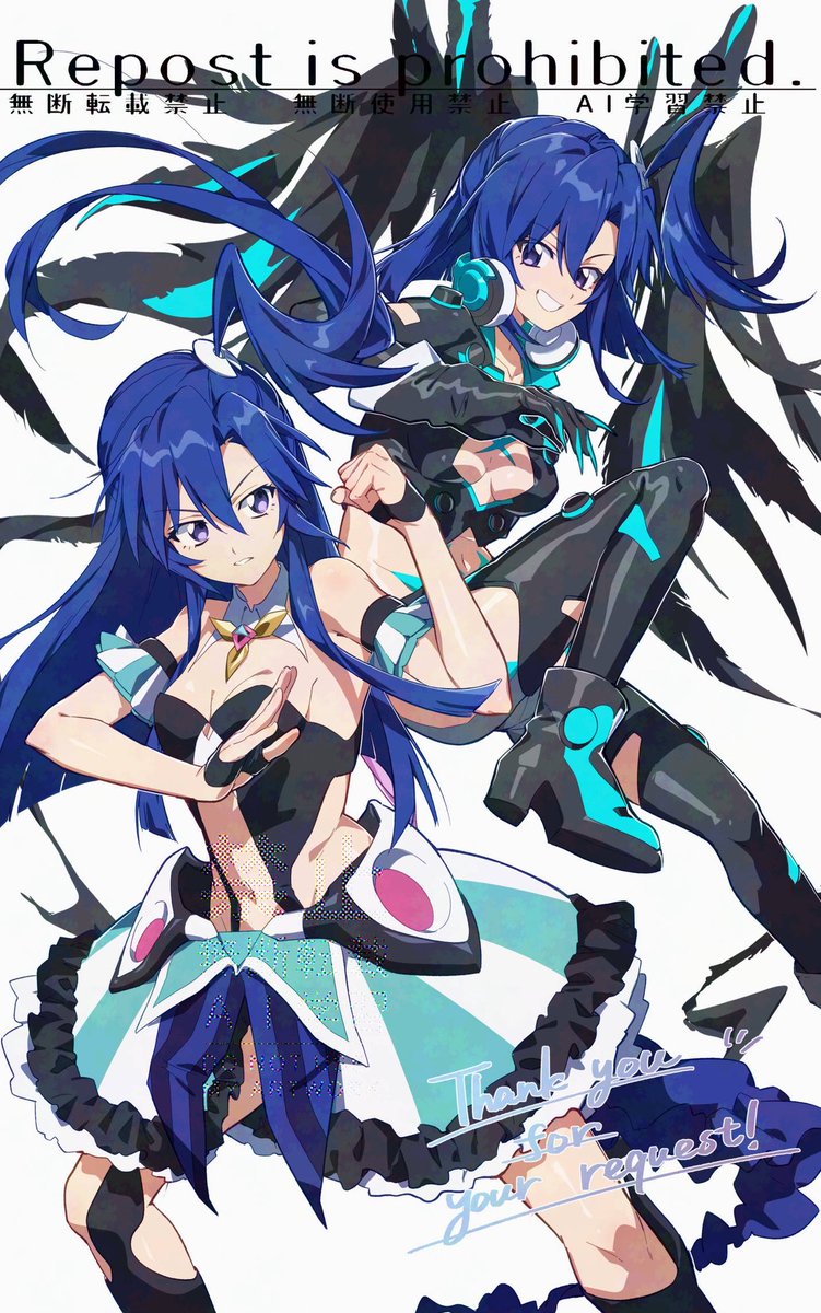 Hina_Yukitsuba's tweet photo. リクエストありがとうございました！💙🖤 https://t.co/og2fi0D0ja