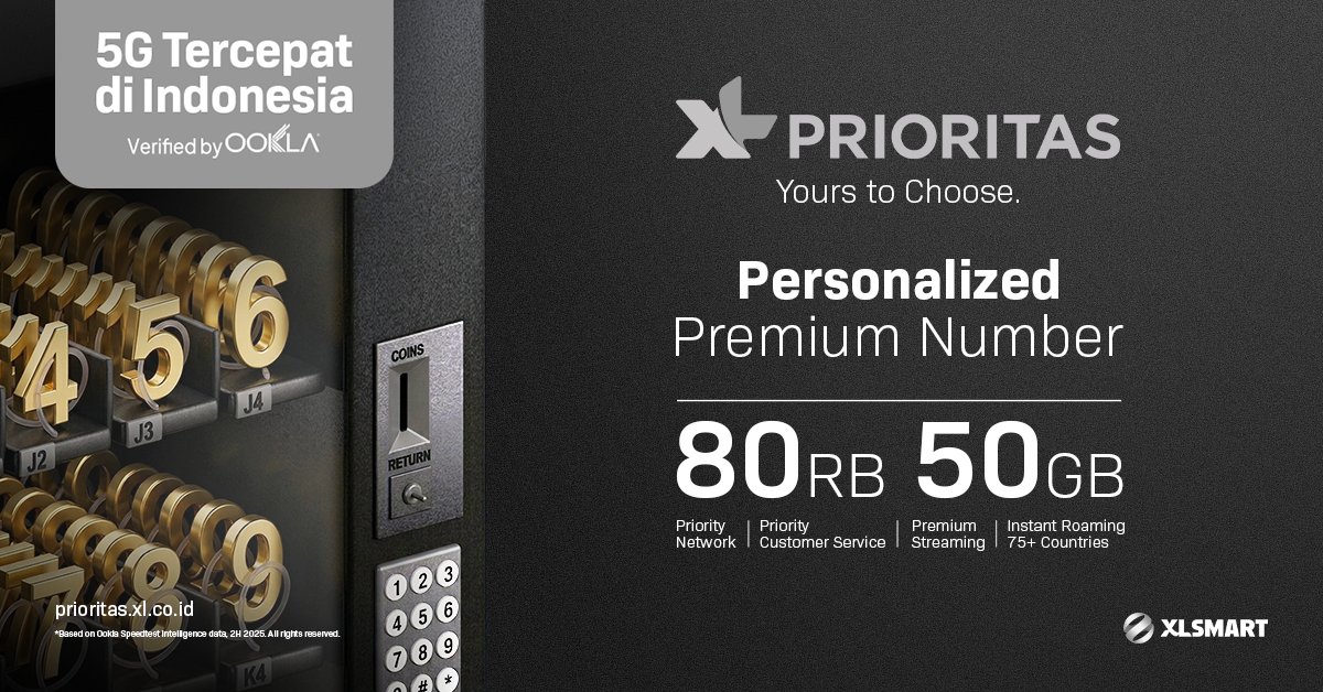 XL_Prioritas's tweet photo. Dapatkan 50GB hanya 80rb dengan XL PRIORITAS! Nikmati instant roaming &amp; premium streaming langsung aktif dengan layanan terbaik. Upgrade sekarang!