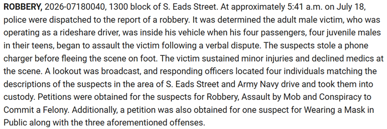 STATter911's tweet photo. WATCH as @ArlingtonVaPD arrest four teenagers after an assault and robbery of a rideshare driver on S. Eads Street near the Embassy Suites early Saturday. Cameras recorded by https://t.co/ieJ7NOiRTd and STATter911 show the four heading north on Eads before pfficers intercepted them on Army Navy Drive. Details below from ACPD. @ARLnowDOTcom @NFTC_News @matthewyoung31 @HCBright10 #crime #police #arlingtonva