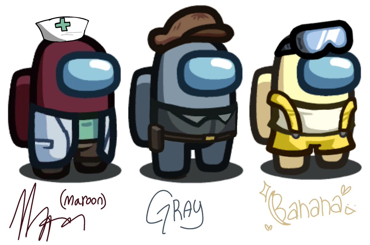 AbsurdamenteLu's tweet photo. Minhas ocs que eu fiz baseado no desenho do among us que eu NAO larpo https://t.co/Qczv1md7ZI