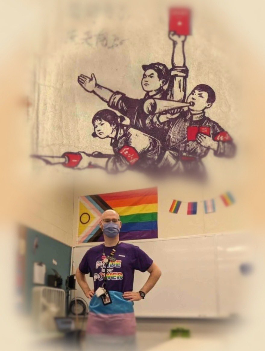 liz_churchill10's tweet photo. Communists always capture schools to indoctrinate children. China’s Chairman Mao used the ‘Little Red Book’…and today’s version uses rainbow flags and DEI ‘Woke Educators’… https://t.co/eVFKUiqWKP