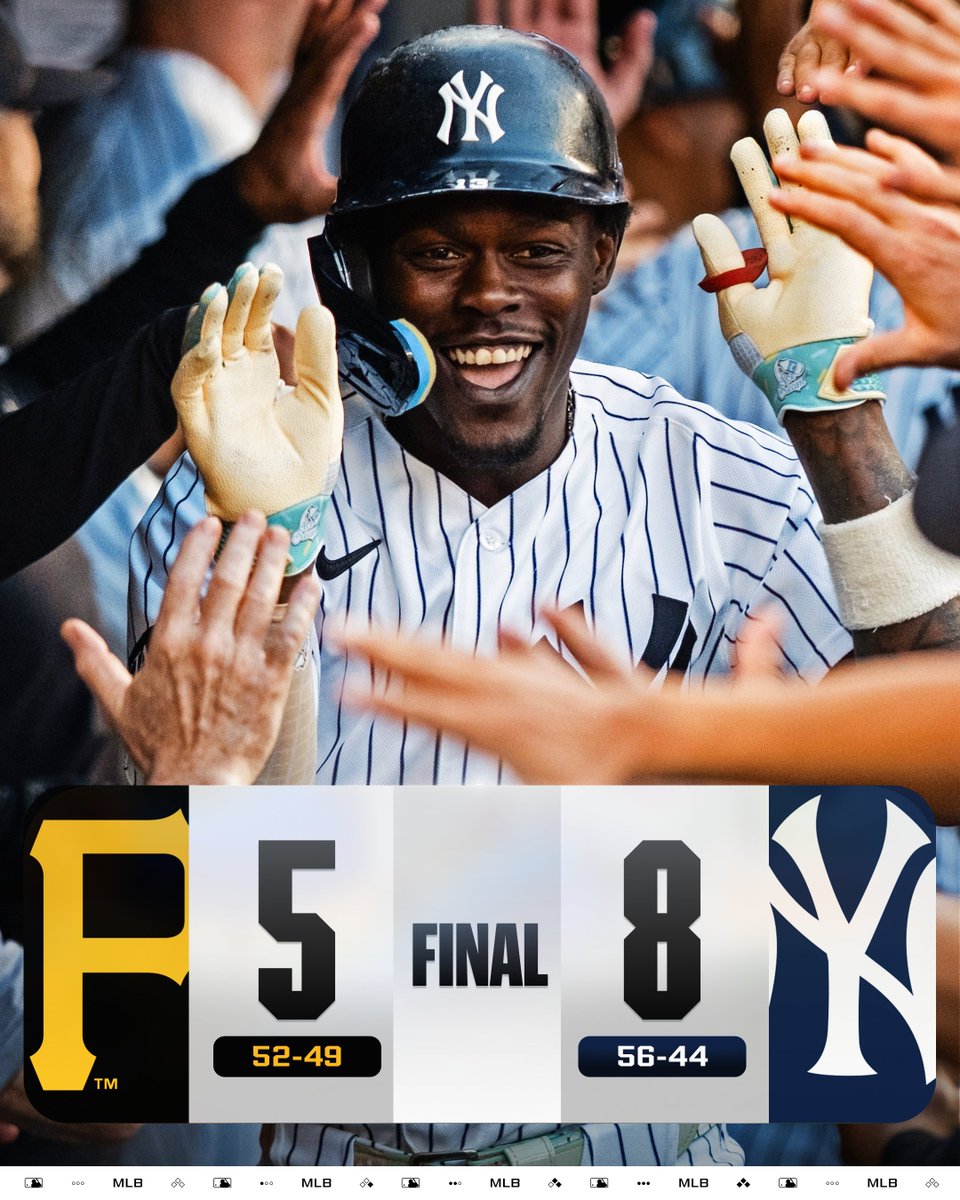 MLB's tweet photo. Jazz Chisholm Jr. homers twice and the @Yankees open the series with a win! https://t.co/6c5gMDk9iO