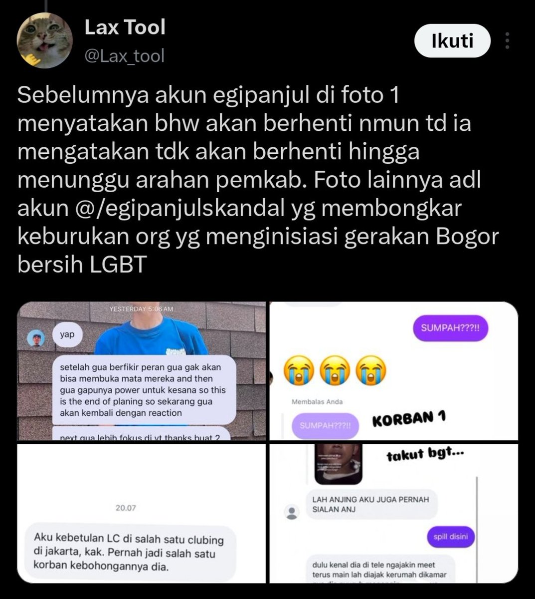 AzimaAzami's tweet photo. @sinheavnly Sori oot. Ternyata egipanjul yg teriak antiboti suka jahatin cewe https://t.co/XHL1g5aRdo