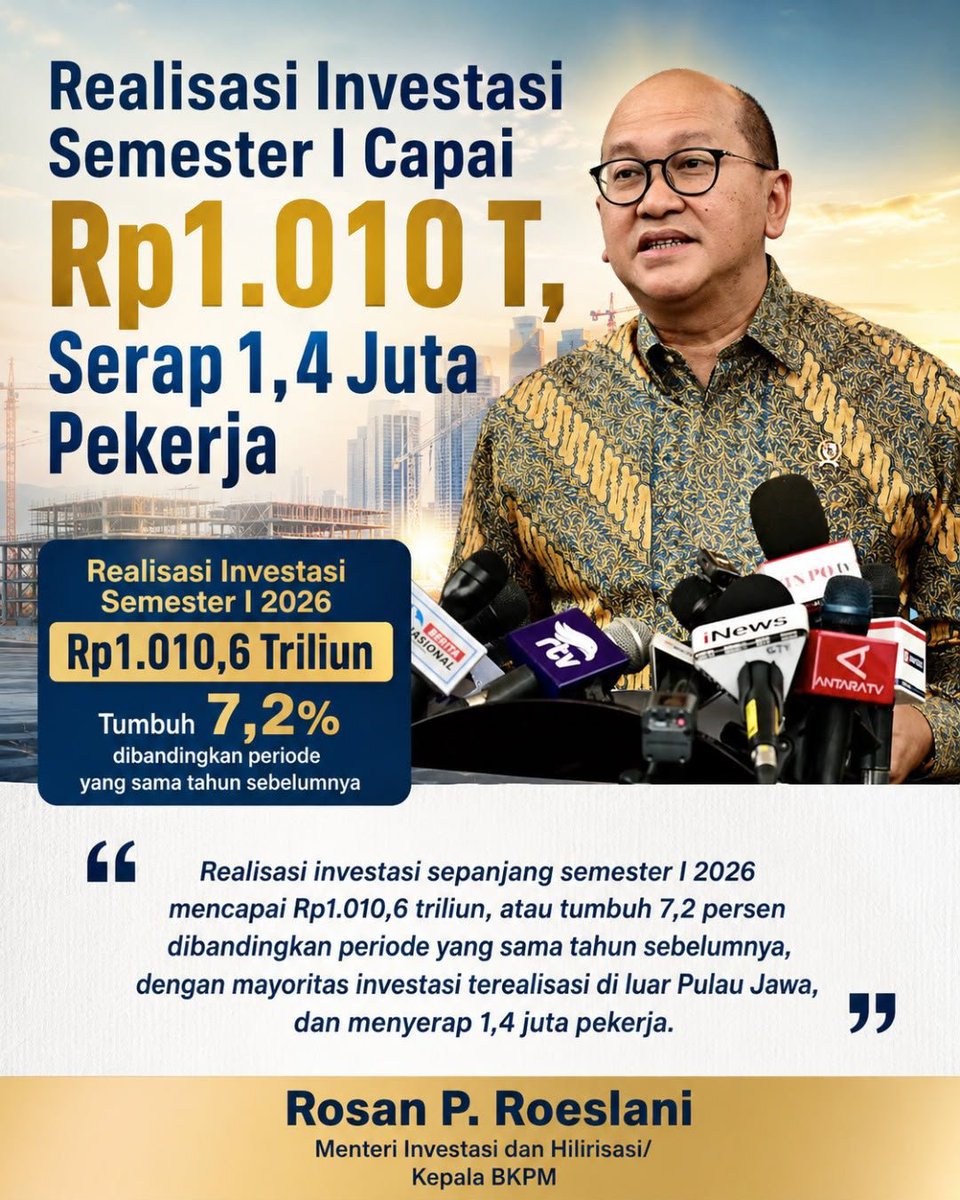 ladyfreyashop's tweet photo. Investasi yang memberi dampak adalah investasi yang menghadirkan peluang. Kehadiran 1,4 Juta Lapangan Kerja menunjukkan bagaimana investasi mampu menggerakkan ekonomi, membuka kesempatan kerja, dan menjadi bekal bagi pertumbuhan yang berkelanjutan #KinerjaInvestasiBerdampak https://t.co/wesdKcOOD4