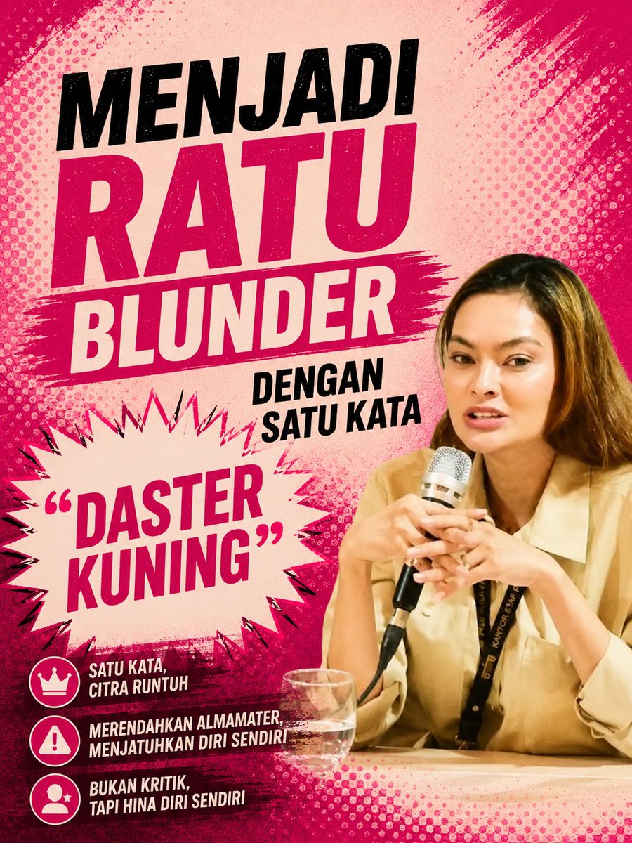 EnigmaPolitik's tweet photo. Ulta Leviana Nababan, Tenaga Ahli Utama KSP, sukses mencoreng almamater UI dalam hitungan detik. Jas kuning kebanggaan mahasiswa jadi “daster kuning”. Prestasi tertinggi seorang ahli!

#RatuBlunder #DasterKuning #CopotUlta #UltaLevianaNababan #KSPGagal https://t.co/wmMW0KcguM