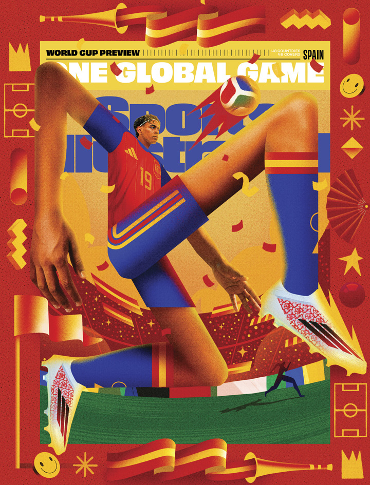 TheMinute_Group's tweet photo. The 2026 #WorldCup has officially come to a close, and Spain has emerged victorious as the new World Champions!

To celebrate we are highlighting Spain's stunning @SInow digital cover. Illustrated by Lisett Ledón, the bold artwork elebrates a "New Spain" honoring its roots while leaping toward World Cup glory. 

The tournament may be over, but you can still relive every thrilling moment in SI's comprehensive World Cup hub.

👉 Explore the inspiration behind Spain's cover artwork here: https://t.co/vC6jGCjFYU

👉 Relive the excitement with SI's complete World Cup coverage here: https://t.co/hg2YyAbSrH