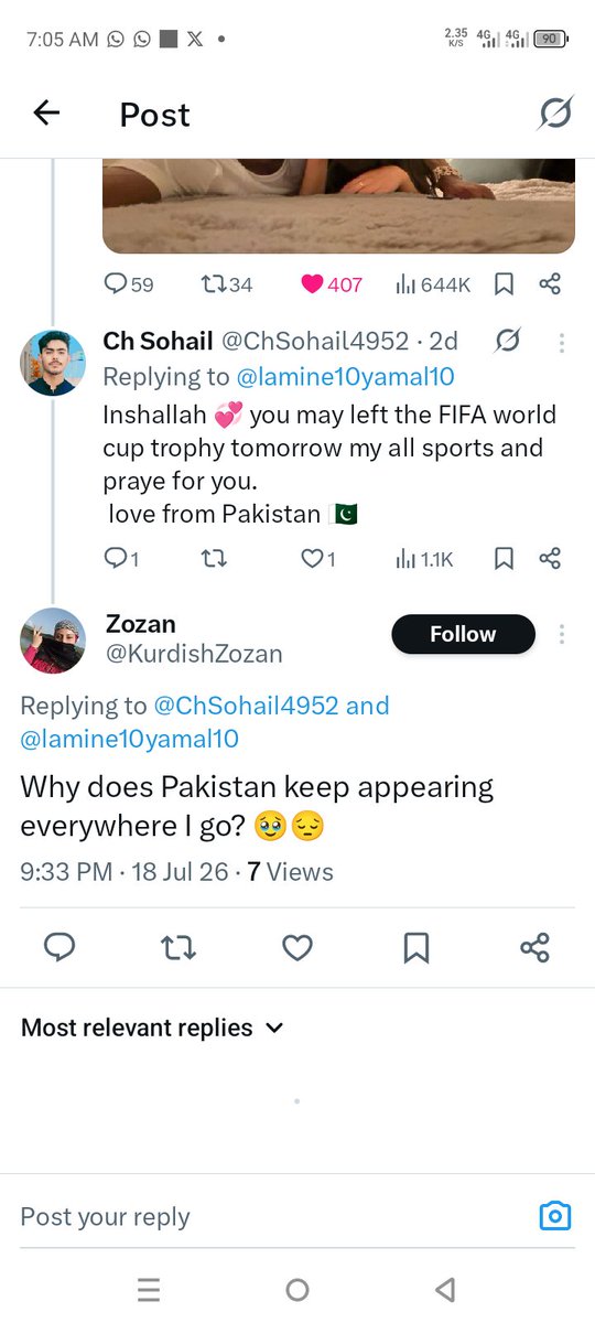 ChSohail4952's tweet photo. @LamineYamal1_0 Congratulations, brother! ❤️ Your team and your country truly deserved this victory. The happiness you gave to Muslims and even to many non-Muslim countries is something very special.even people in Gaza and Palestine have been celebrating with you. Love from Pakistan, brother.��🇰 https://t.co/5kKX6Jb2Wn