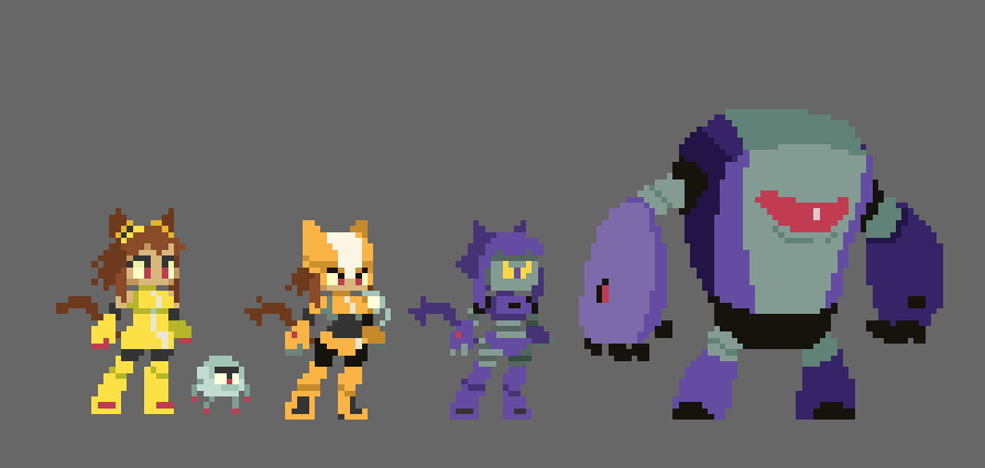 DarkApyr_'s tweet photo. Kit, kaboodle, malicia and mayhem from #Gameoverse

#pixelart https://t.co/e0kottNFgo
