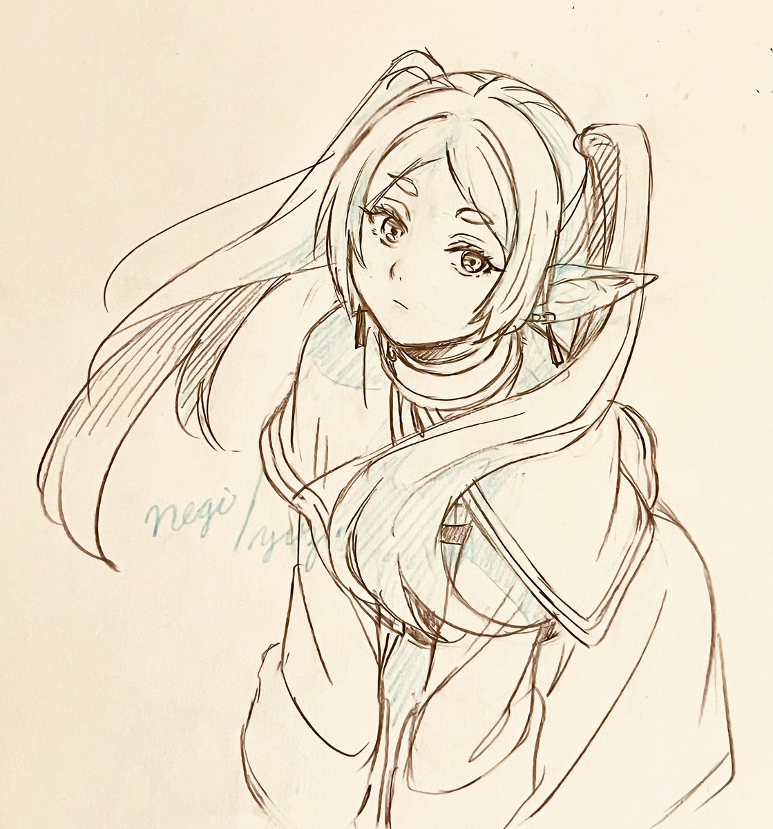 Taniku_tw's tweet photo. 最近は練習の一環で版権の落書きとかをアナログでやってました。もともとアナログの民なのでカラーシャーペンとかめちゃ現役。 https://t.co/M8AHqentd0