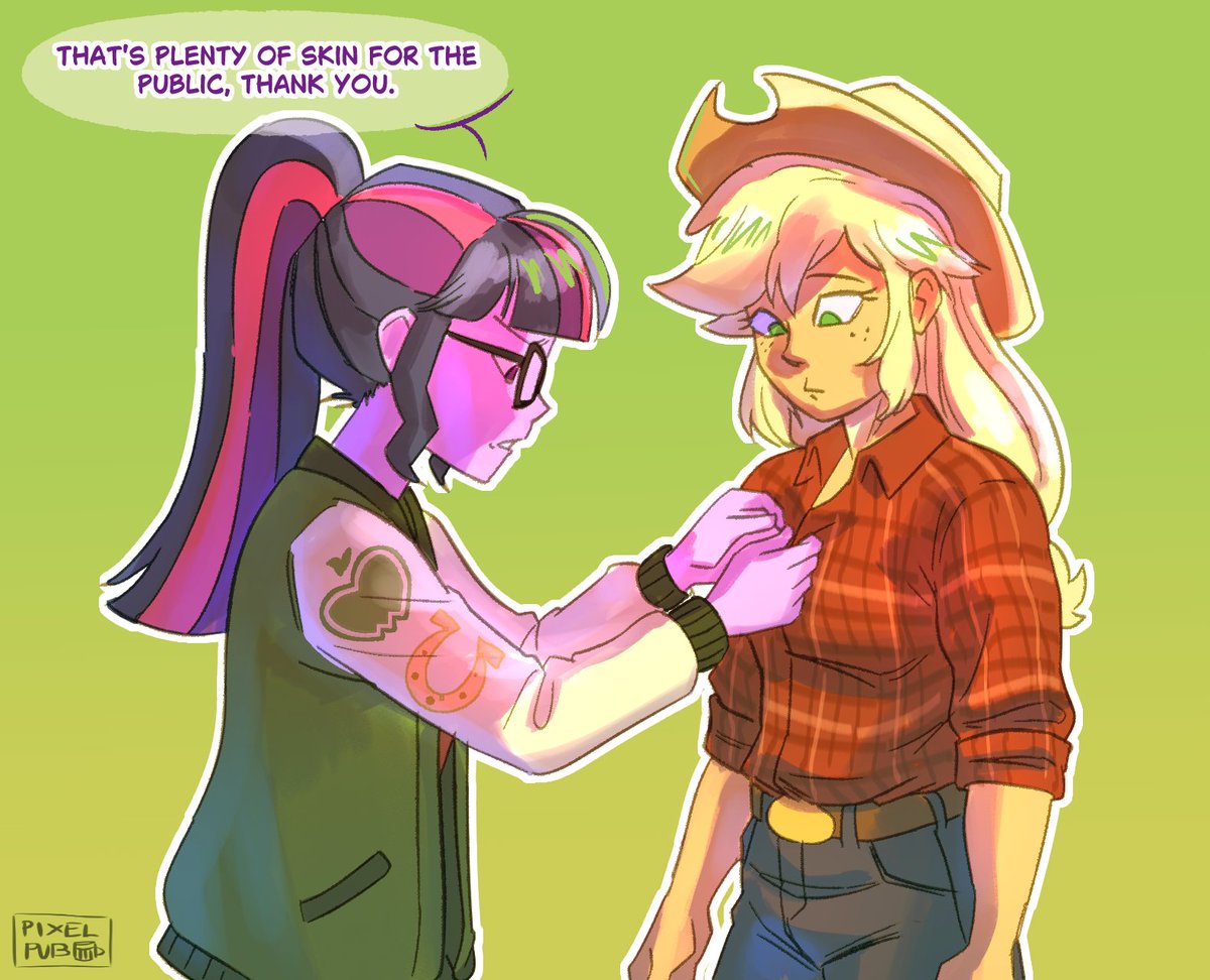 PixelPubPH's tweet photo. She skipped kindergarten, so she's not really familiar with this "Sharing" concept the others keep talking about
.
.
.
#twijack #mlp #twilightsparkle #applejack #eqg #scitwi https://t.co/4HL8wBTIhY