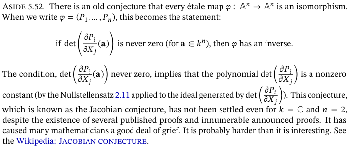dzwick_weber's tweet photo. @littmath In his lecture notes on algebraic geometry, James Milne said the JC is "... probably harder than it is interesting". Turns out, that it wasn't so "hard" might be one of the most interesting thing about it.

https://t.co/jSfPvHiqpz https://t.co/SWMqwwcZAo