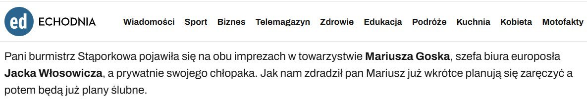 piotr4913's tweet photo. #Siódemka
Kilka faktów o hipokrycie i kłamcy @MariuszGosek.
Rok 2010:
Pani burmistrz Stąporkowa pojawiła się na obu imprezach w towarzystwie Mariusza Goska, szefa biura europosła Jacka Włosowicza, a prywatnie swojego chłopaka.
Jak nam zdradził pan Mariusz już wkrótce planują się zaręczyć a potem będą już plany ślubne.
https://t.co/FQLbH0uiee
Rok 2018:
Ślub oraz wesele na 10. rocznicę narzeczeństwa planują burmistrz Stąporkowa Dorota Łukomska oraz sekretarz generalny Solidarnej Polski oraz dyrektor biura poselsko-senatorskiego Zbigniewa Ziobro i Jacka Włosowicza w Kielcach - Mariusz Gosek.
Ponieważ oboje startują w wyborach samorządowych - Dorota Łukomska ubiega się o reelekcję, a Mariusz Gosek startuje do sejmiku z listy Prawa i Sprawiedliwości, przygotowania do ceremonii oraz imprezy ślubnej na czas kampanii uległy spowolnieniu, ale jak oboje zapewniają nabiorą tempa po nowym roku
https://t.co/LpUeK1pH8M
4 kwietnia 2024 roku:
Tym zdjęciem, wspólnie z burmistrz Dorota Łukomska, odliczamy szczęście Naszych przyjaciół Eweliny i Kamila.
Kamil Piasecki, Nasz kandydat do Rady Powiatu Kieleckiego, z okr. Zagnańsk, Miedziana Góra, Masłów. W okręgu Mniów, Strawczyn o Państwa zaufanie ubiega się Michał Sipika. Sprawdzony Radny, energiczny i konkretny samorządowiec.