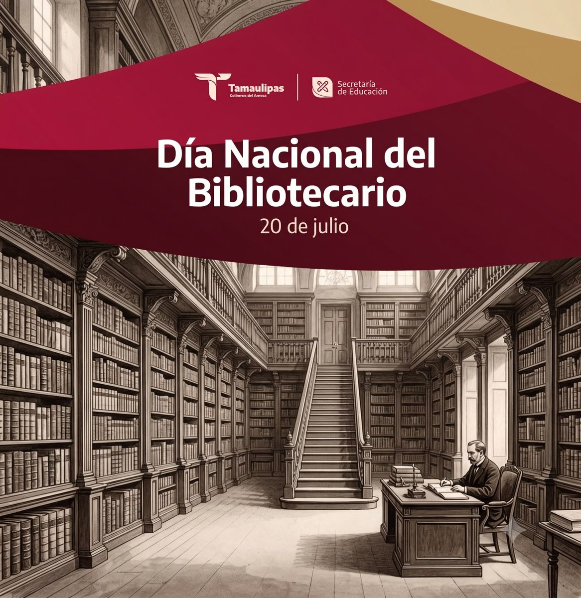 EDUCATAM's tweet photo. #Efeméride 
20 de julio
Día Nacional del Bibliotecario

Su labor es fundamental: facilita el acceso a la información, resguarda los libros y colabora con la preservación de la cultura escrita. Su tarea se ha modificado con el paso del tiempo y se ha tenido que adaptar https://t.co/IOEs27j2Yg