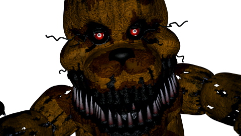 LukeTheValiant's tweet photo. ok so out of pokespe, 3d stuff now, I learned that nightmare fredbear's ucn jumpscare is his fnaf 4 jumpscare without the bedroom room map, that explains why it has a flashlight lighting in the UCN jumpscare and not the icon one https://t.co/AnA7lBfr0I