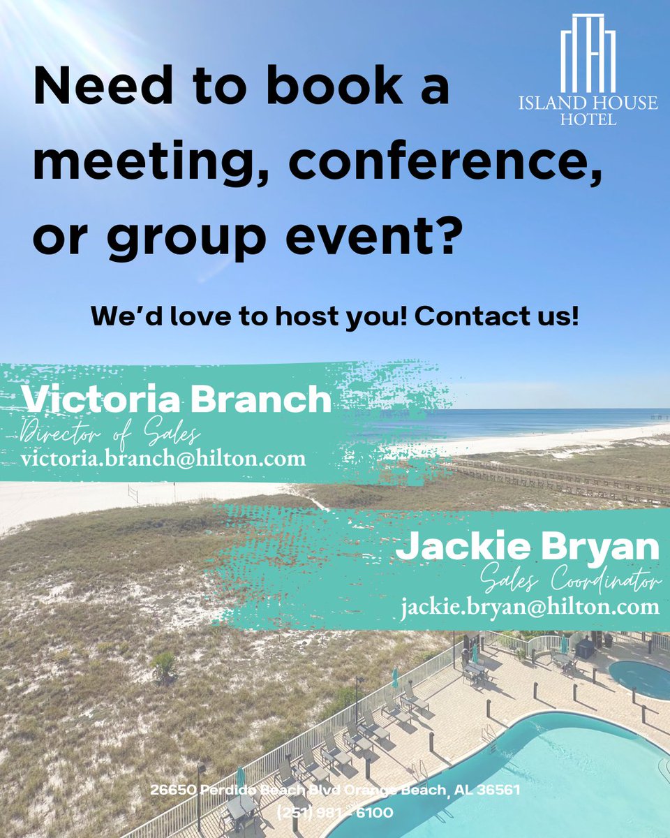 IslandHouseob's tweet photo. Big ideas need the perfect space to grow. 💡

Host your next conference, seminar, or banquet at Island House Hotel Orange Beach! With room for 200, state-of-the-art AV equipment, and top-tier on-site catering, we make event planning a breeze. 🌴
https://t.co/1dNeYFQExT https://t.co/csyVPTsKTC