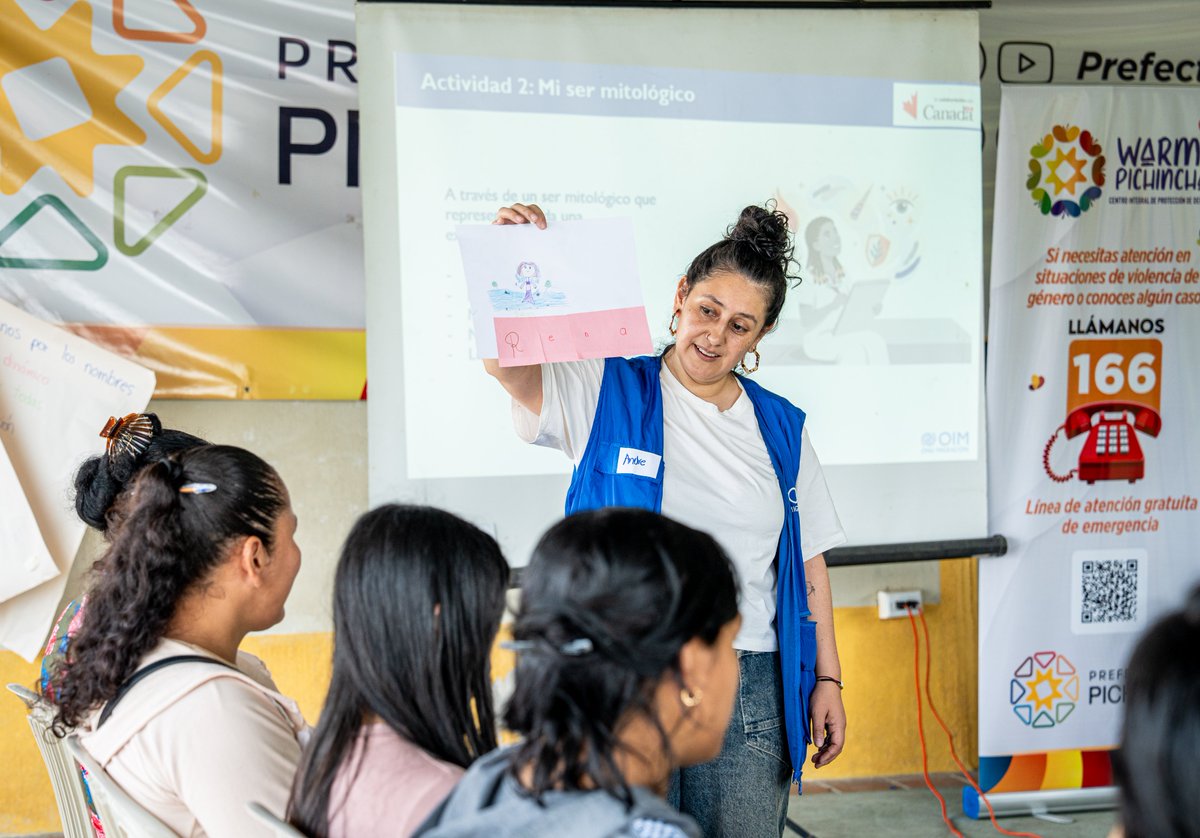 OIMEcuador's tweet photo. En articulación con @PichinchaGob, nuestro #CentroAMOR desarrolló un taller psicosocial orientado a promover el cuidado propio como una herramienta de bienestar, protección y fortalecimiento de capacidades, generando un espacio seguro y fortaleciendo redes de apoyo. https://t.co/OyEnqZmERg