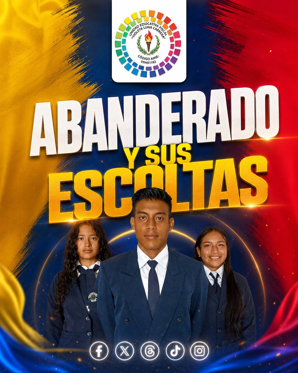 Noti_Violeta's tweet photo. 🎓🇪🇨 COMUNICADO OFICIAL 🇪🇨🎓

La Unidad Educativa Fiscal “Violeta Luna Carrera” presenta con orgullo a sus Abanderados y Escoltas 2026 – 2027 🏅✨ https://t.co/u1OkQboPEi