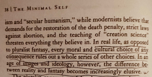 JDHaltigan's tweet photo. But, as Lasch reminded us, there is a threshold to pluralism; a point at which it becomes pluralist fantasy. You need authoritative, binding limits. Otherwise, you have a crisis of meaning &amp; orientation. https://t.co/FySAjvWGIj