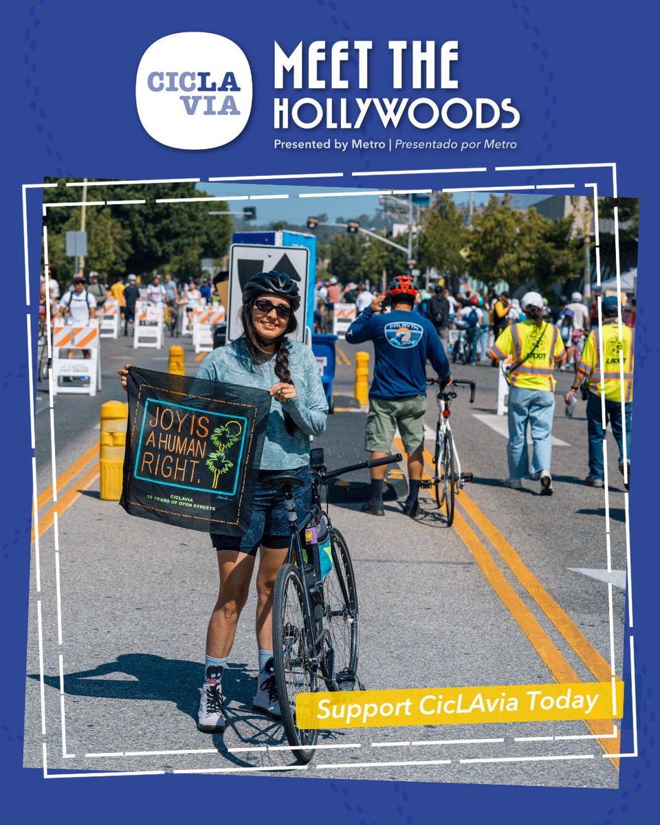 CicLAvia's tweet photo. "CicLAvia allows our streets to be turned over to people to experience the joy and celebration of community coming together."

Chelsea Lee Byers, @WeHoCity
07/19/26

CicLAvia is a nonprofit org, not a city department. Every donation counts. Support today: https://t.co/h2VDBI9hqo https://t.co/BHkiYSbdAW