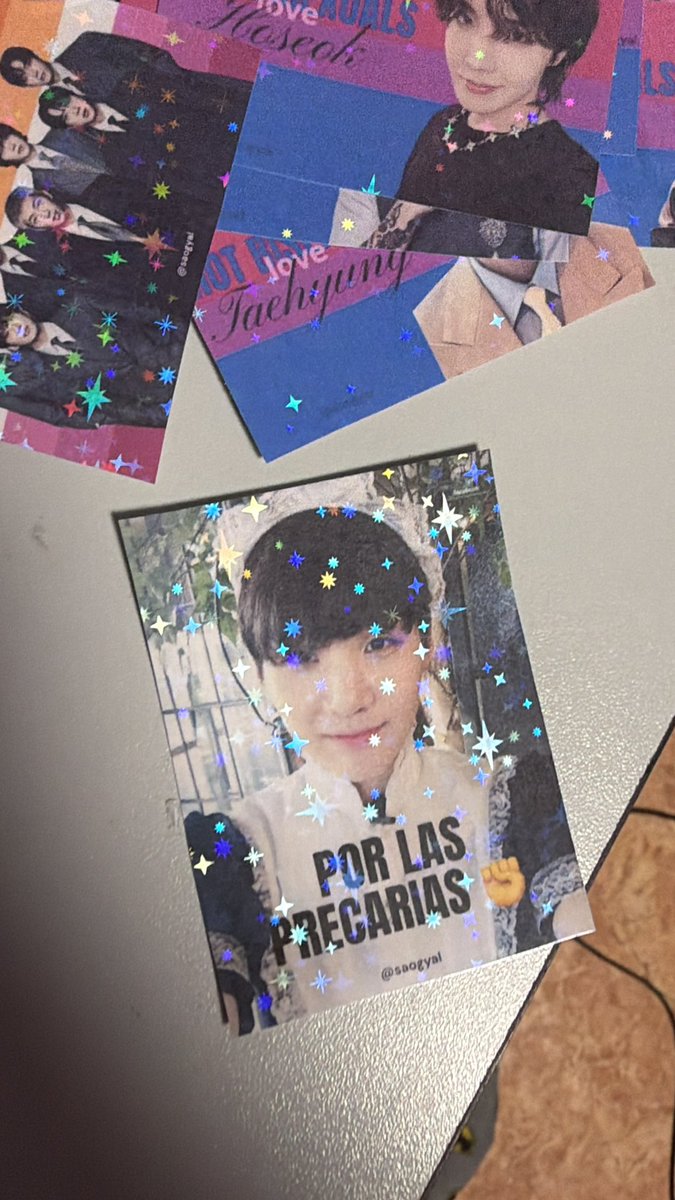 saogyal's tweet photo. por si os interesan las pegatinas las voy a subir mañana al ig de mi tiendita !!! 😭🫶🏻 hay de todos de bi y de lesbianas y tmb hay una de yoongi por las precarias https://t.co/BC2BZE5t8A