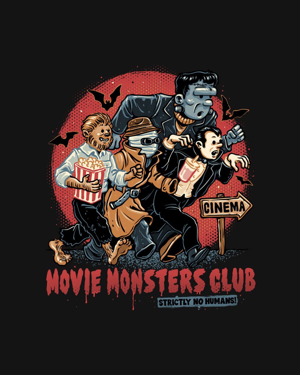 teefury's tweet photo. THE DAILY | “Movie Monsters Club” by #glitchygorilla starts at just $13 today only at #TeeFury! ⚡ 
https://t.co/FeEOKWBXVG

#animemerch #teefury #animesthirts #animeart #animedraw #instaartist #monster #creature #horror #funny #mashup #cinema #creepy #spooky https://t.co/zSt4OuVkcn