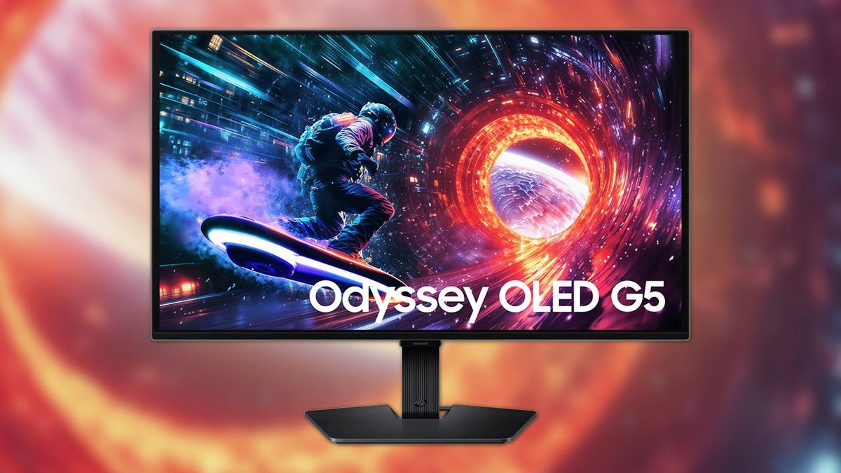 IGN's tweet photo. The Samsung Odyssey OLED G5 27" QHD 180Hz OLED gaming monitor has dropped to $299.99 on Amazon, making it the least expensive OLED monitor we've ever seen. https://t.co/E8gpbn8e1S https://t.co/8gD9lt47ZS