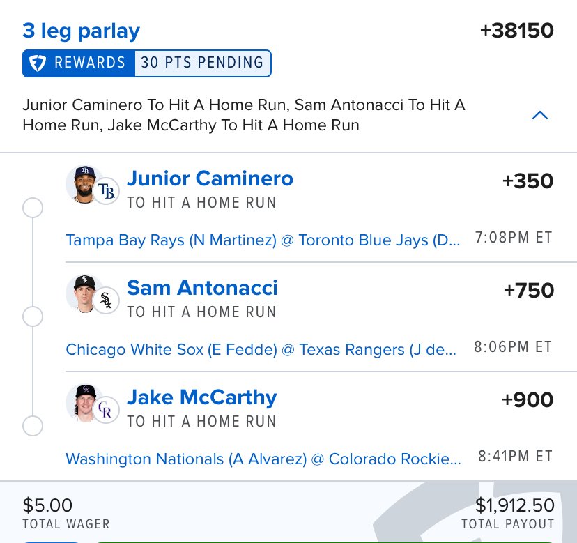Ricky4Bets's tweet photo. 3 man MLB HR 
J for Jake McCarthy https://t.co/zCZfY7ianx