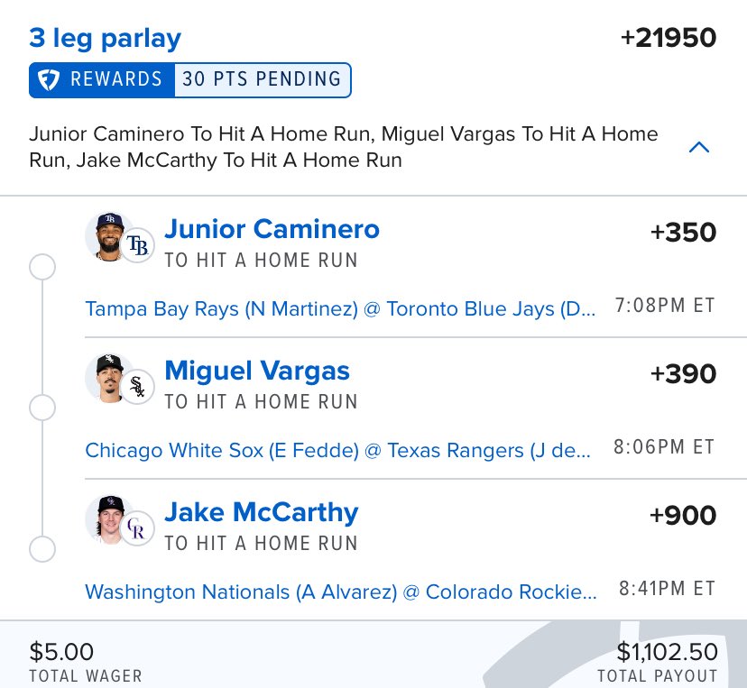 Ricky4Bets's tweet photo. 3 man MLB HR 
J for Jake McCarthy https://t.co/zCZfY7ianx