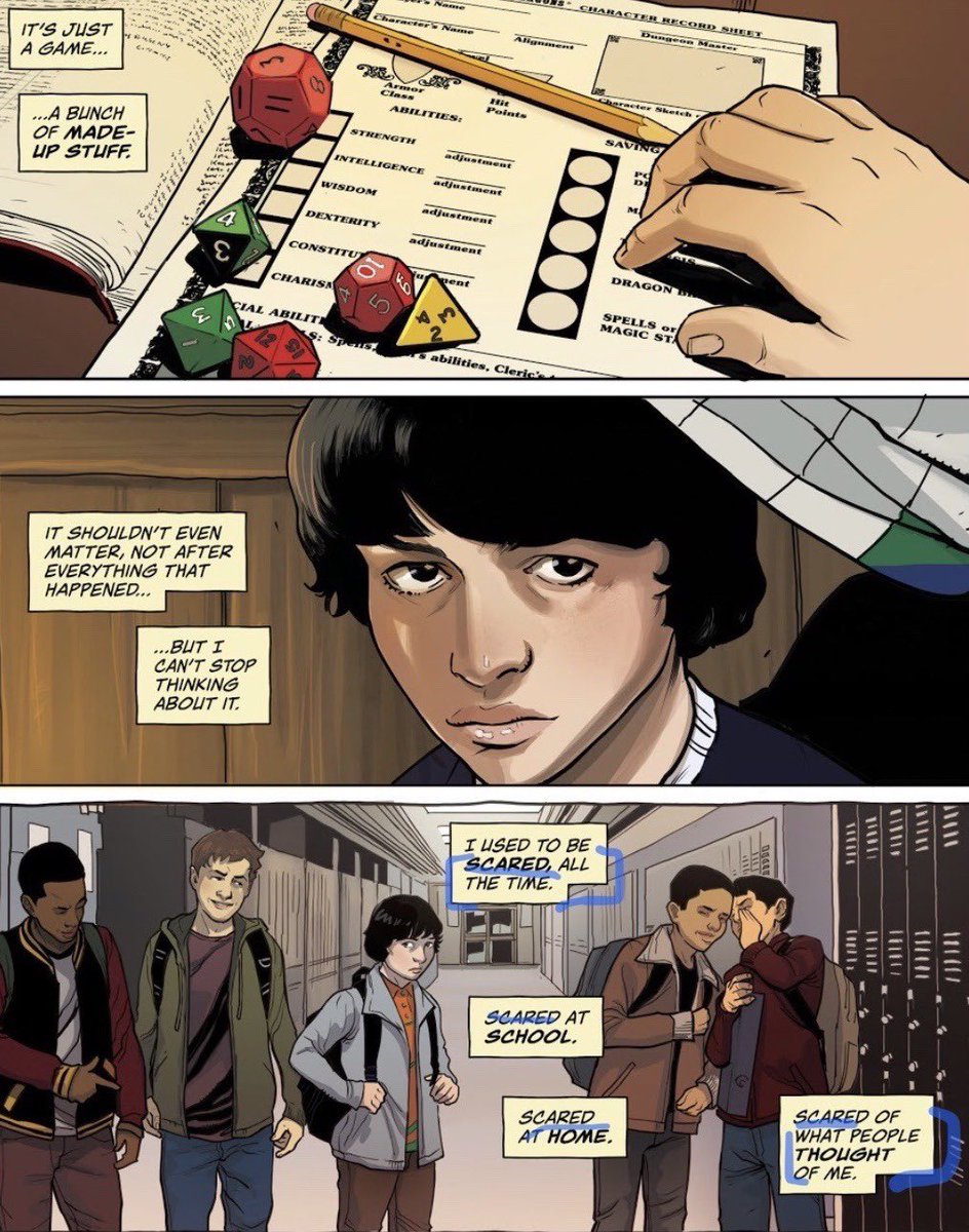 bylerbyerss's tweet photo. mike wheeler and will byers both felt stupid for wanting to play dnd😭😭 https://t.co/TEqRzM3YP4