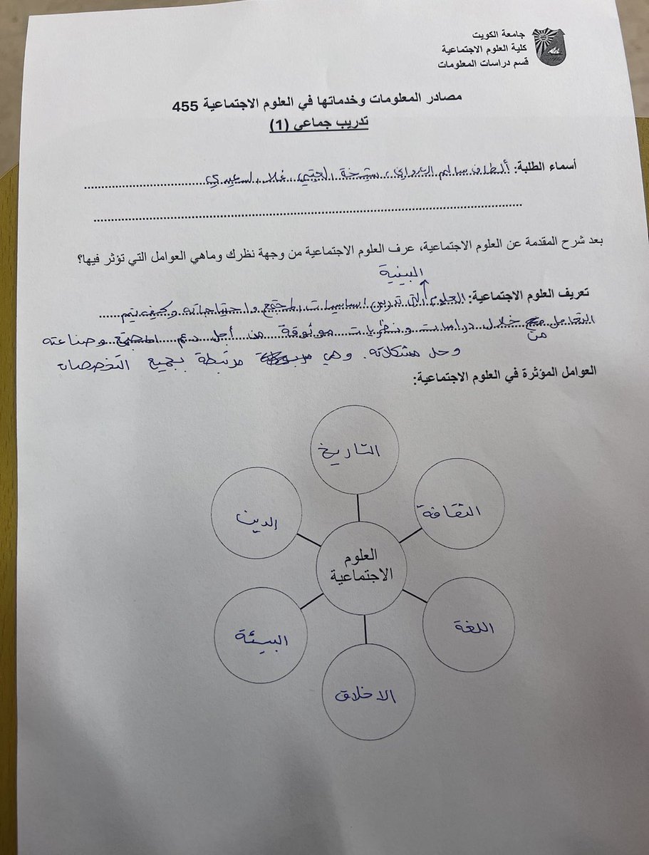 gmals05's tweet photo. وفي نهاية السمستر الصيفي، أحب أن أؤرشف فن تعليمي طبّقته علينا د. سهى العوضي - دراسات المعلومات.
طول السمستر كنا نمر بتدريبات تعقب كل جابتر، عبارة عن ورقة عملية يشتغل عليها طالبين، من تخصصين مختلفين، ويتناقشون في إجابة السؤال كل من زاوية تخصصه. من أجمل تجاربي الاكاديمية.. https://t.co/dPE9QHWlJr