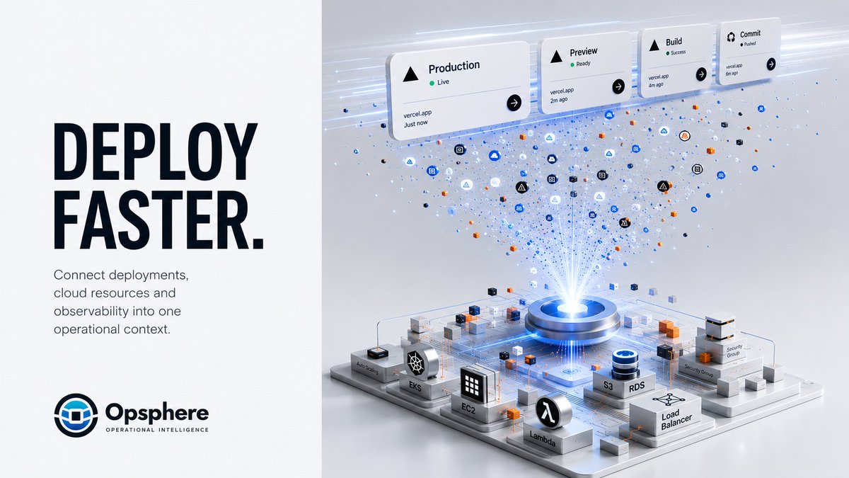 opsphereio's tweet photo. Startups move fast with Vercel and scale on AWS, but speed also increases operational complexity. Correlating deployments, cloud resources, and observability signals reduces time spent chasing symptoms and speeds up root cause analysis.

#DevOps #PlatformEngineering #SRE https://t.co/IKKGWxSBhw