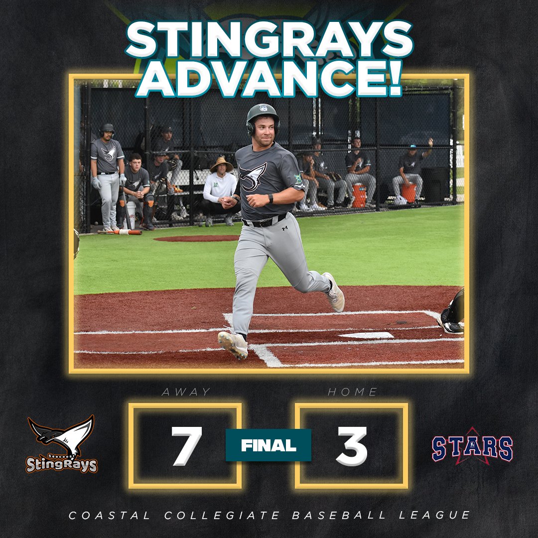CCBLJAX's tweet photo. Stingrays pull off the upset!🤯

They will face the Dolphins tomorrow at 4pm!

#SummerBaseball | #JaxBaseball https://t.co/WZjE31uicl