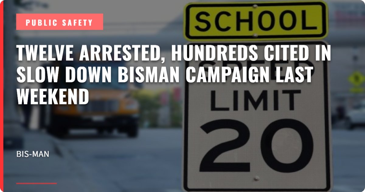 KXMB's tweet photo. Twelve people were arrested and more than 260 received citations during a speed enforcement effort in Bismarck-Mandan July 9-12. Read more: https://t.co/6qCwM7hzDS https://t.co/Qfsl5e5viV