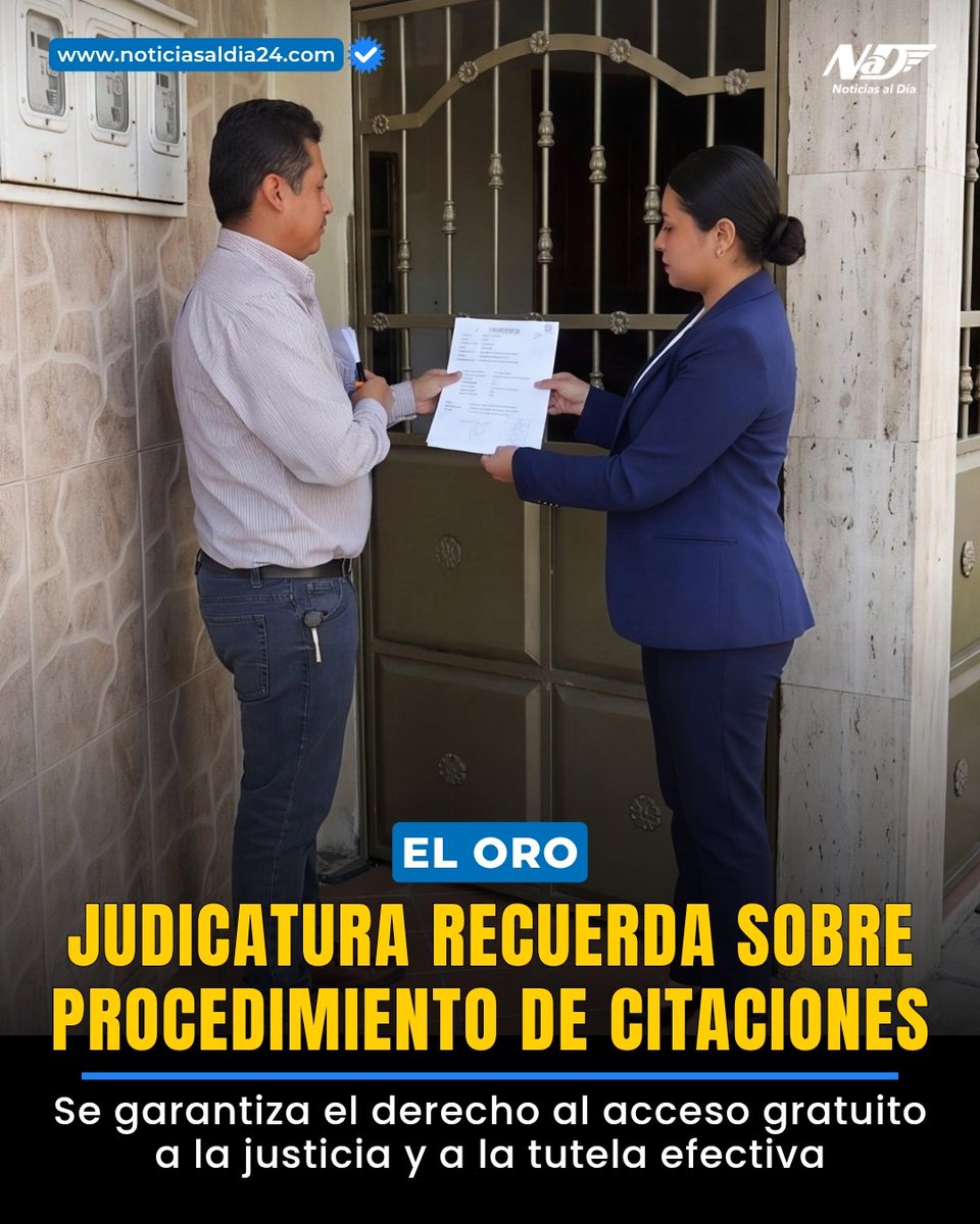 NAD24ec's tweet photo. @CJudicaturaEc recuerda a usuarios el procedimiento para gestión de citaciones judiciales https://t.co/9Bxe1K9wn8
@ElOroCJ https://t.co/YxvFqfLH7k
