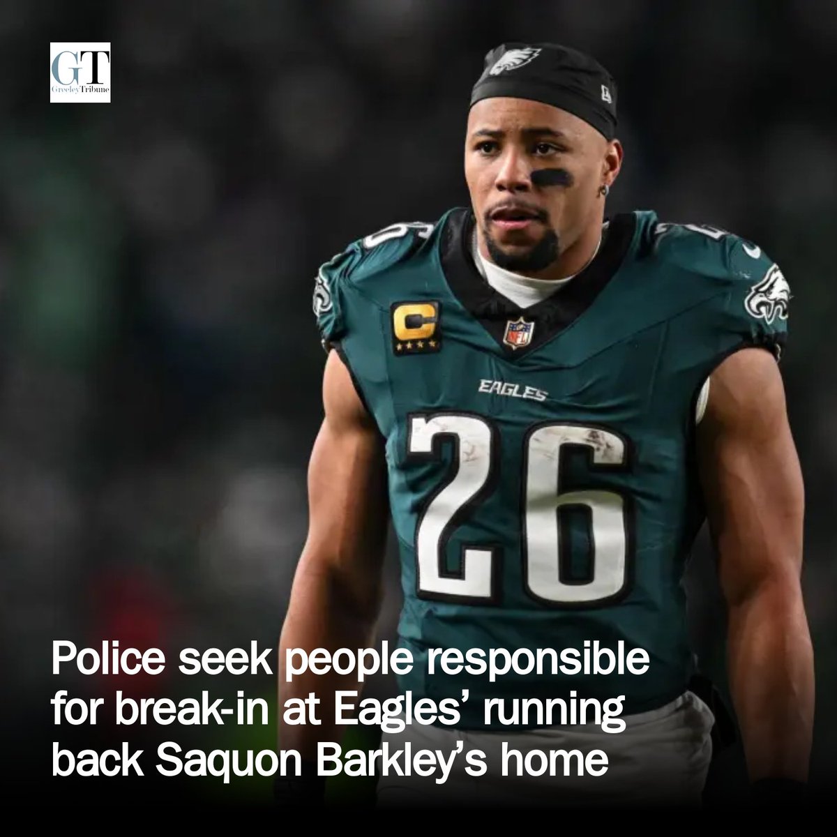 gtribsports's tweet photo. Police seek people responsible for break-in at Eagles’ running back Saquon Barkley’s home https://t.co/rS9dJ2te7Y https://t.co/cOxhcqVc7X