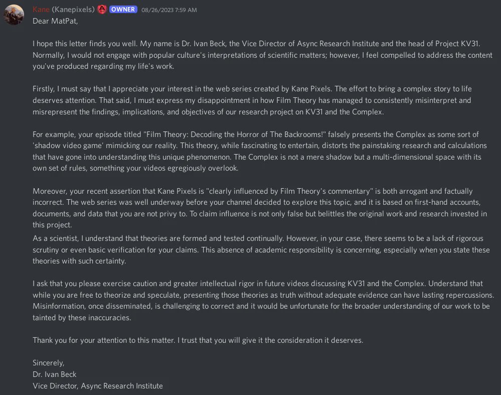 Landon1426360's tweet photo. Kane‘s Response to Matpat/Film Theory is still one of the funniest things to come out of him. (Ivan Beck being used is the chery On top)

it being pinned on the Reddit for the longest time was also  hilarious  too https://t.co/Z5sI2Hfdcm