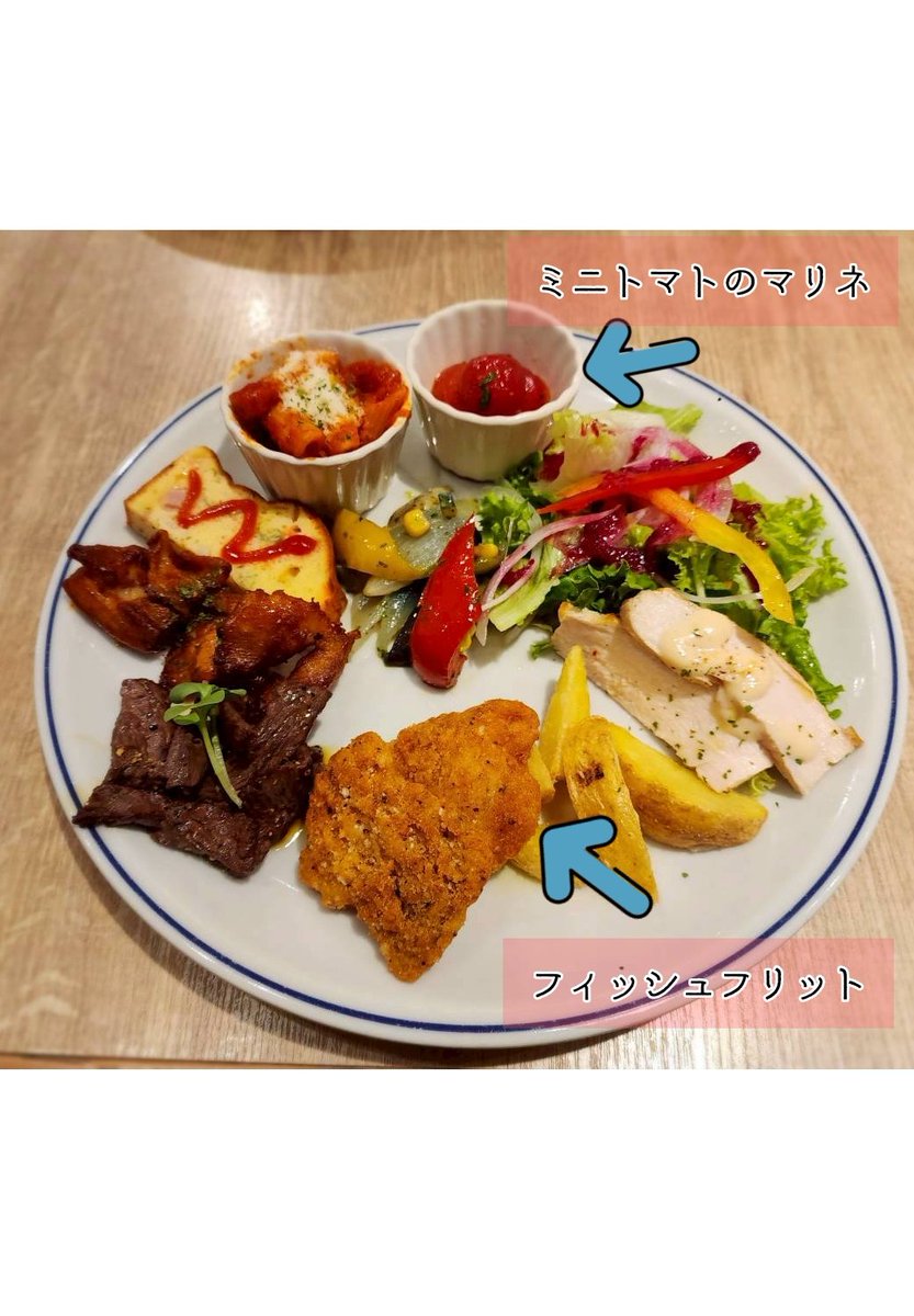 halljackitter's tweet photo. #ほるじゃカフェゲキ 公演直前☕️メッセージ
特製ワンプレートのヤマモトイチオシメニュー！
🍅ミニトマトのマリネ…夏にぴったりなフレッシュメニュー。正直、毎日食べたい。作り方教えてほしい。
🐟️フィッシュフリット…サクサクとほくほくジューシーの両立…できるんですね…揚げ方がうますぎる👏 https://t.co/VYsRaNs1Tw