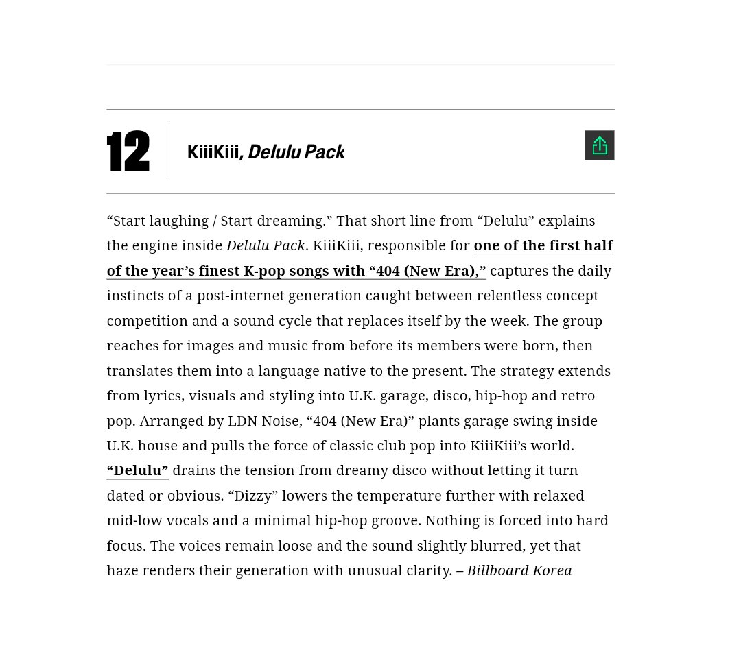 kiiikiiibase's tweet photo. .@We_KiiiKiii "Delulu Pack" has been named one of Billboard's Best K-Pop Albums of 2026 (So Far)

🔗https://t.co/n6dwGt4fXd

#KiiiKiii #키키 https://t.co/zjMbMNjDgW