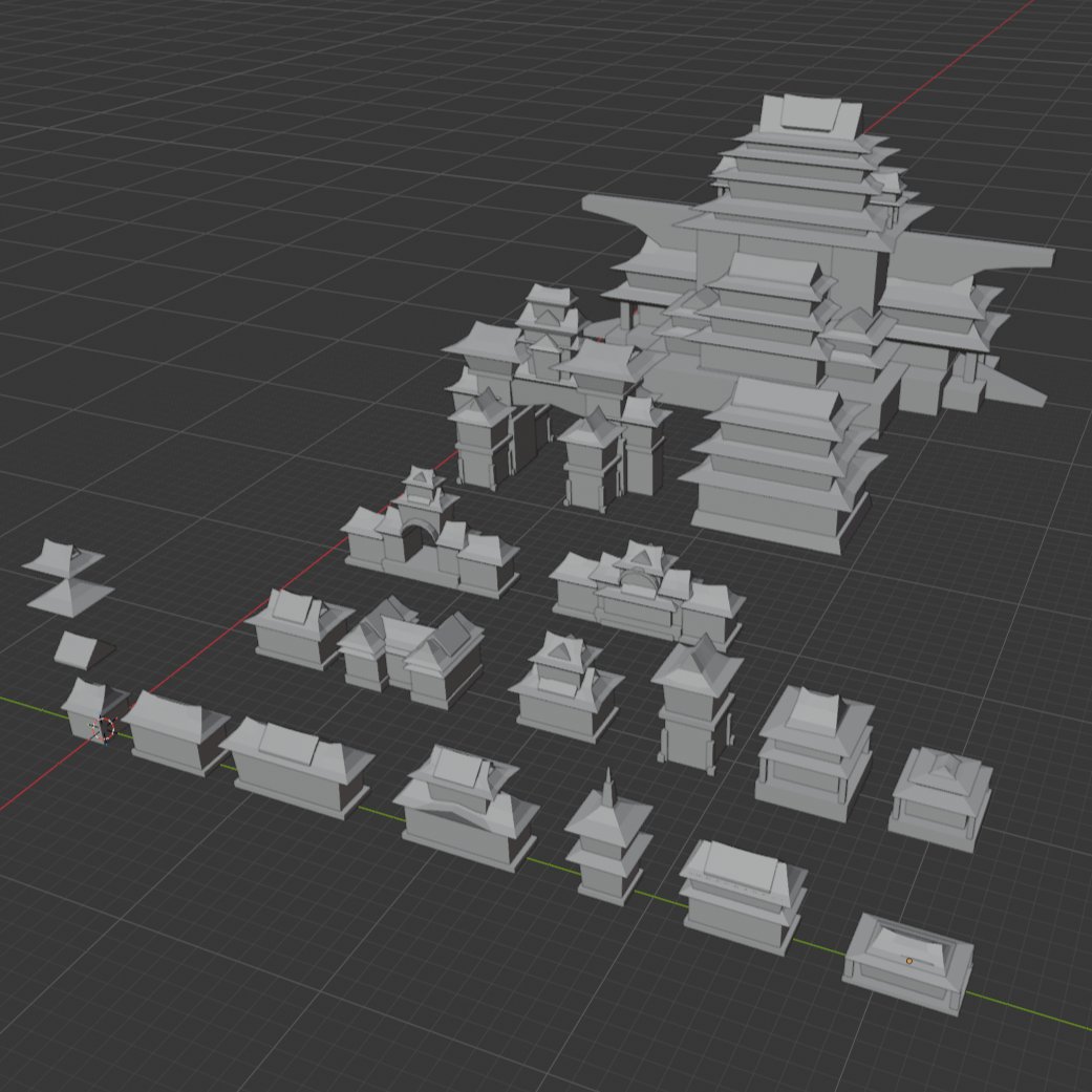 ThAncient1's tweet photo. Asian-inspired models are done! Might not end up using all of them, but I’d love to 🏯🎨#Minecraft #Concept #Blender #b3d https://t.co/V9RYeDynYc