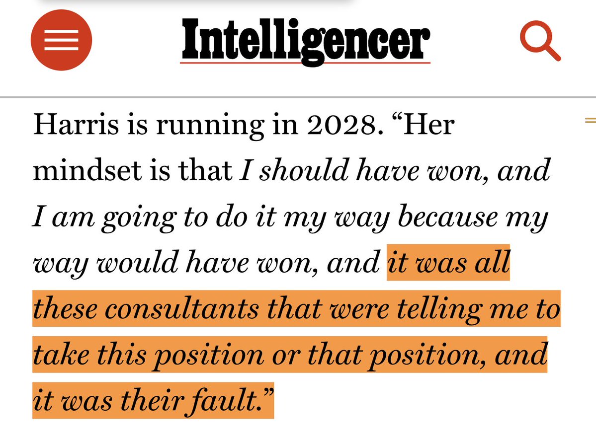 PushDemsLeft's tweet photo. Consultants: Kamala lost because she listened to the Left

Kamala: Actually I lost because I listened to consultants https://t.co/IXwCCwna3Y